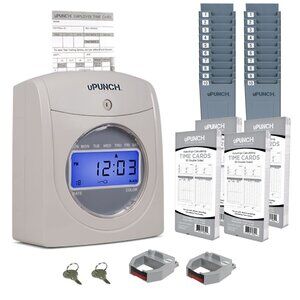 NEW UPunch HN4500 Calculating Time Clock Punch Cards Wall Racks Hanging Bundle